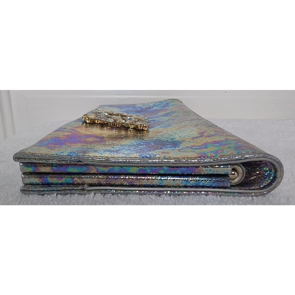 Roger Vivier Pilgrim Bolte De Nuit Iridescent Metallic Clutch Crystals w/COA - Picture 10 of 12